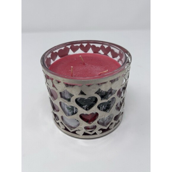 Bath & Body Works Slatkin Co 3-Wick Candle Holder Hearts Valentines Day Love - Picture 4 of 5